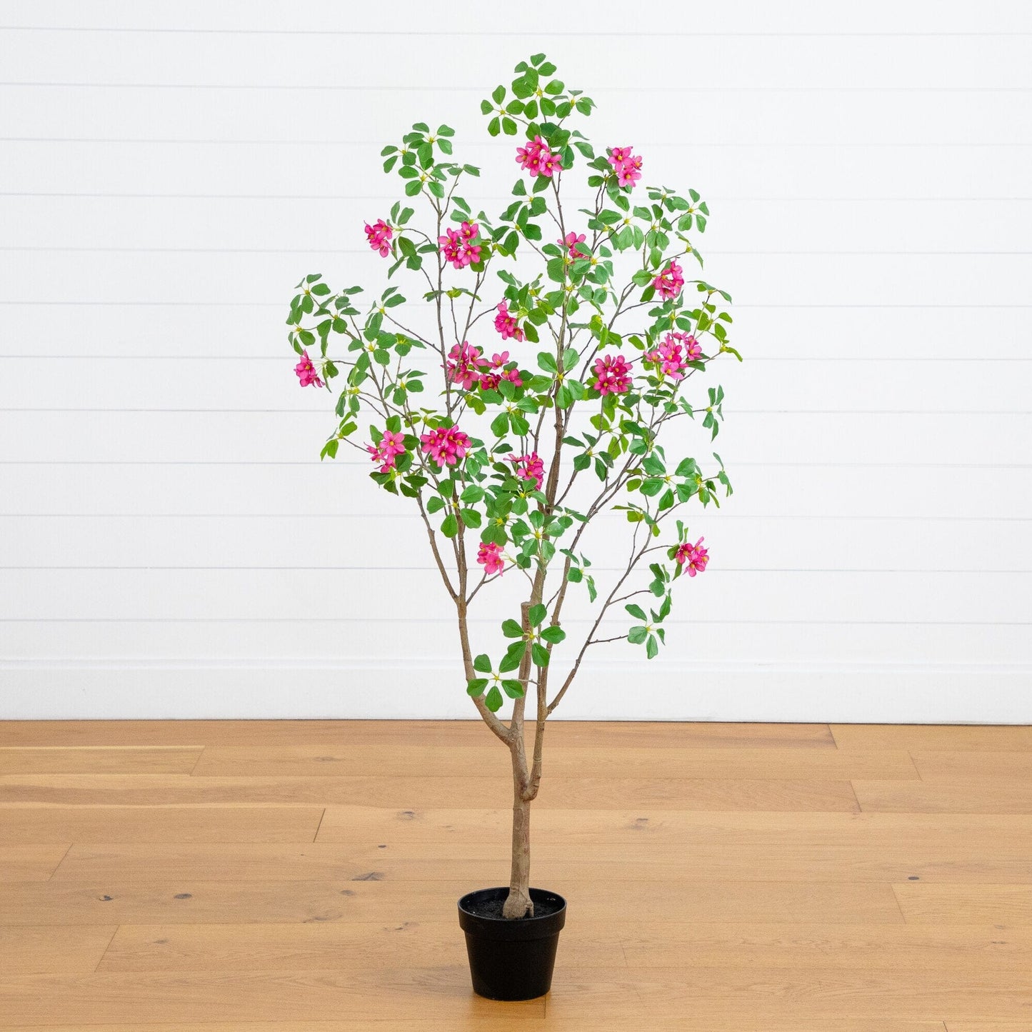 5' Artificial Dogwood Tree by Nearly Natural with real-touch leaves and pink flowers in pot on Tampa Home & Garden Store