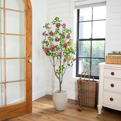 5' Nearly Natural artificial dogwood tree with real-touch leaves and pink blossoms indoors on Tampa Home & Garden Store