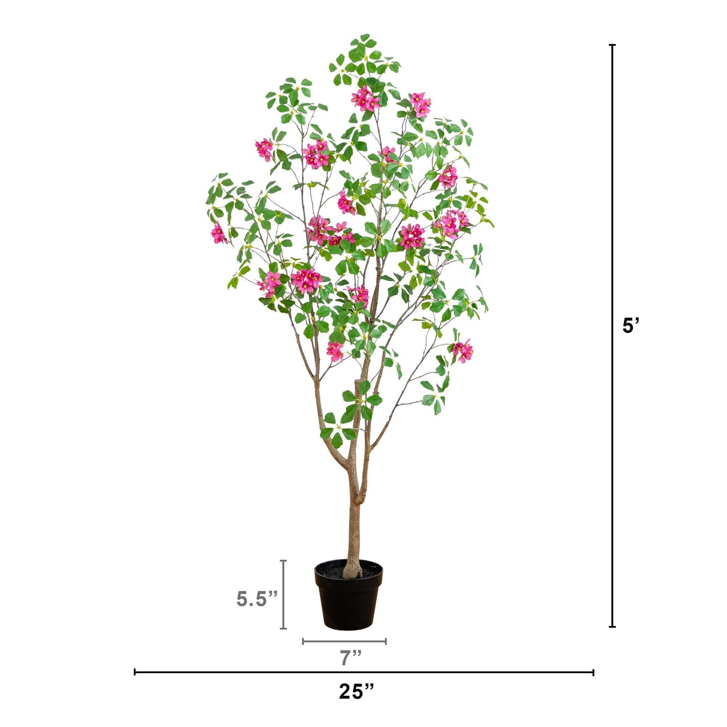 5' artificial dogwood tree with real-touch leaves in a black planter Nearly Natural on Tampa Home & Garden Store
