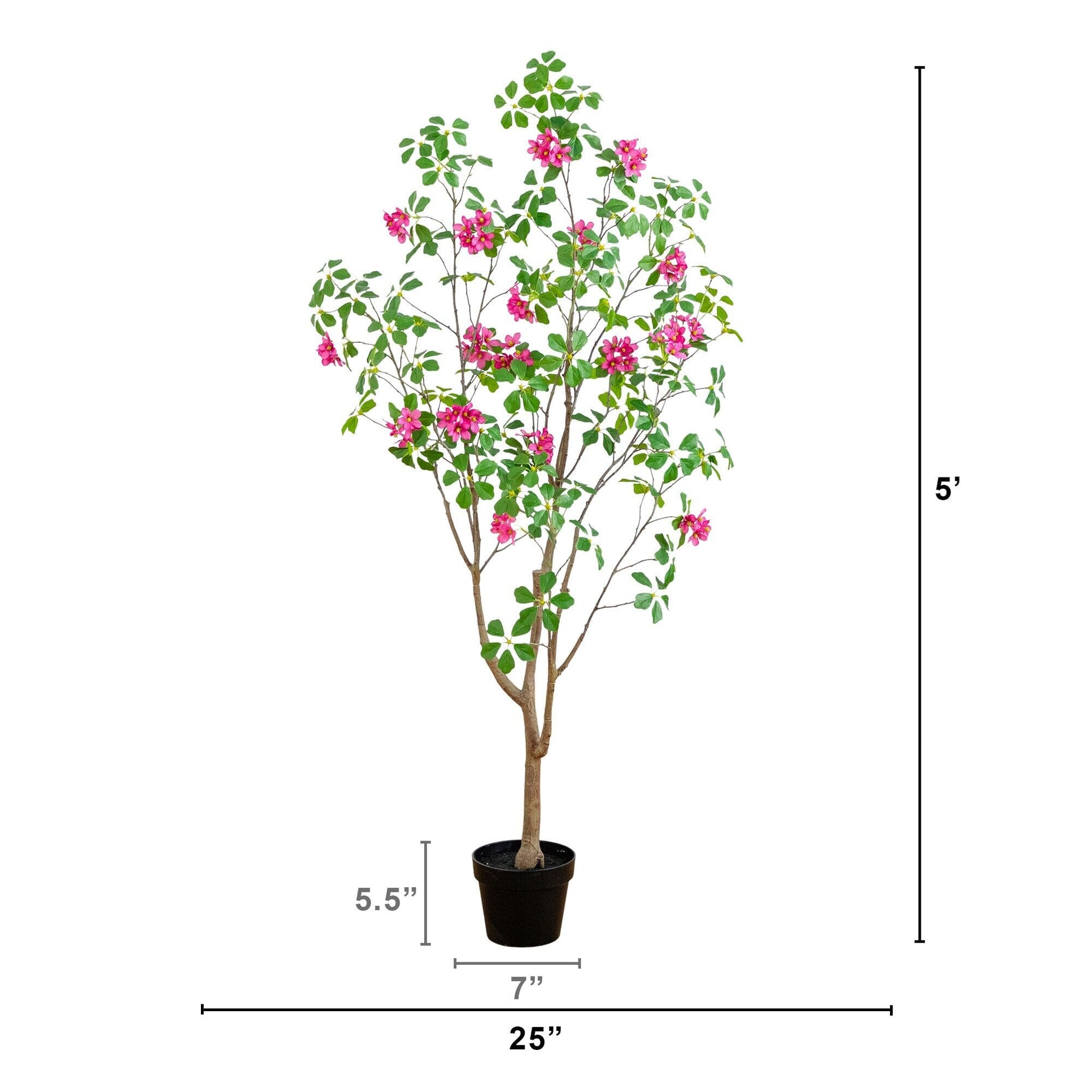 5' artificial dogwood tree with real-touch leaves in a black planter Nearly Natural on Tampa Home & Garden Store