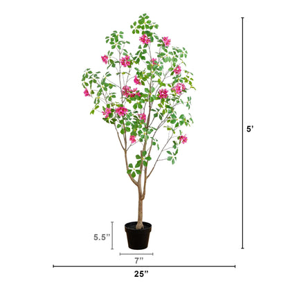 5' artificial dogwood tree with real-touch leaves in a black planter Nearly Natural on Tampa Home & Garden Store