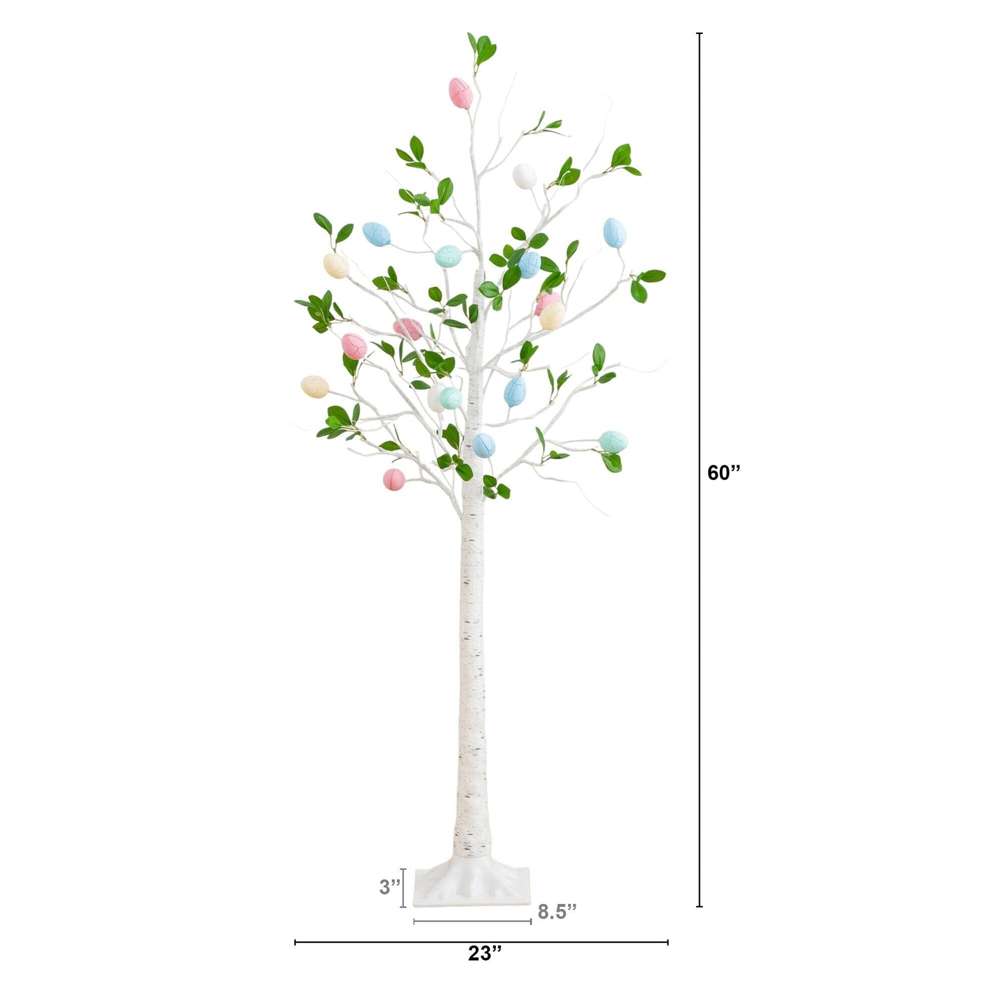 5' Pre-Lit Easter Egg Twig Tree with 18 warm white LEDs Nearly Natural, trunk, pastel eggs on Tampa Home & Garden Store