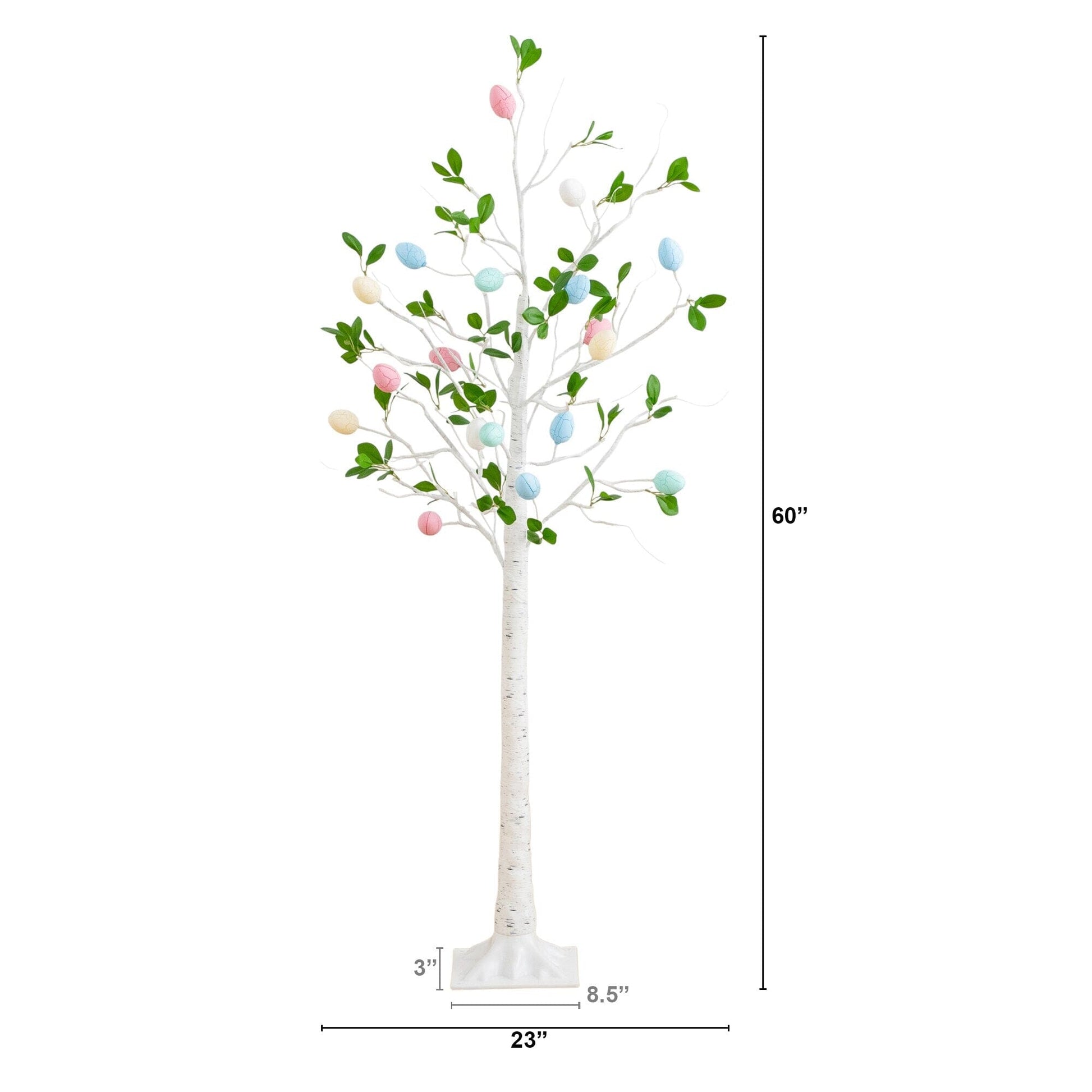 5' Pre-Lit Easter Egg Twig Tree with 18 warm white LEDs Nearly Natural, trunk, pastel eggs on Tampa Home & Garden Store