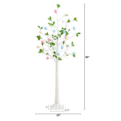 5' Pre-Lit Easter Egg Twig Tree with 18 warm white LEDs Nearly Natural, trunk, pastel eggs on Tampa Home & Garden Store