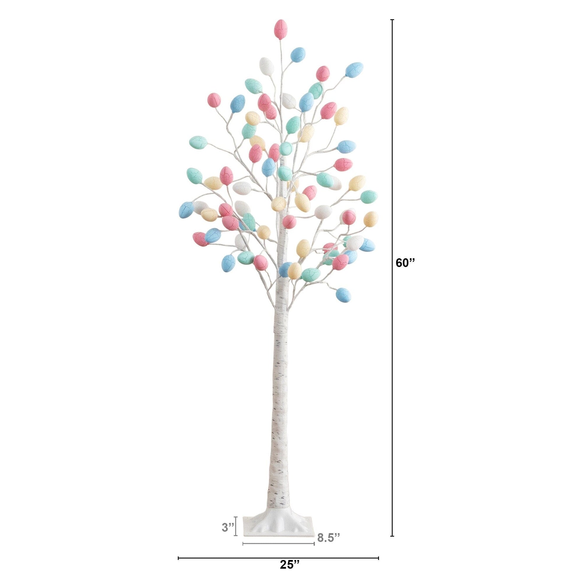 5 ft Nearly Natural pre-lit Easter twig tree with 72 pastel egg-shaped LED ornaments on trunk on Tampa Home & Garden Store