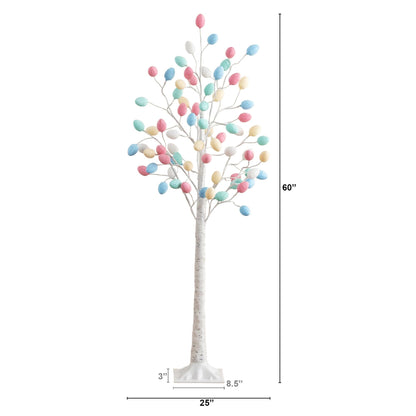 5 ft Nearly Natural pre-lit Easter twig tree with 72 pastel egg-shaped LED ornaments on trunk on Tampa Home & Garden Store