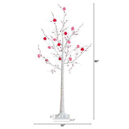 5' Pre-Lit Valentine's Day Twig Tree with 72 Heart Shaped LED Lights and Red Berries on Tampa Home & Garden Store