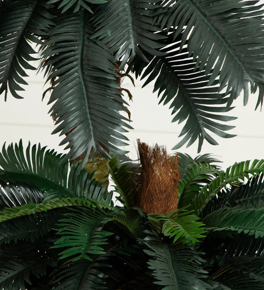 Nearly Natural Sago Palm Silk Tree, double-potted faux palm with dark green fronds on Tampa Home & Garden Store