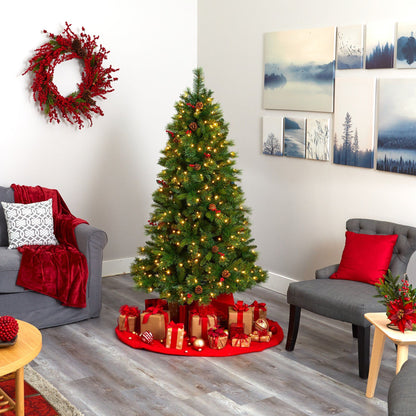 Artificial Spruce Tree With Pine Cones And Lights