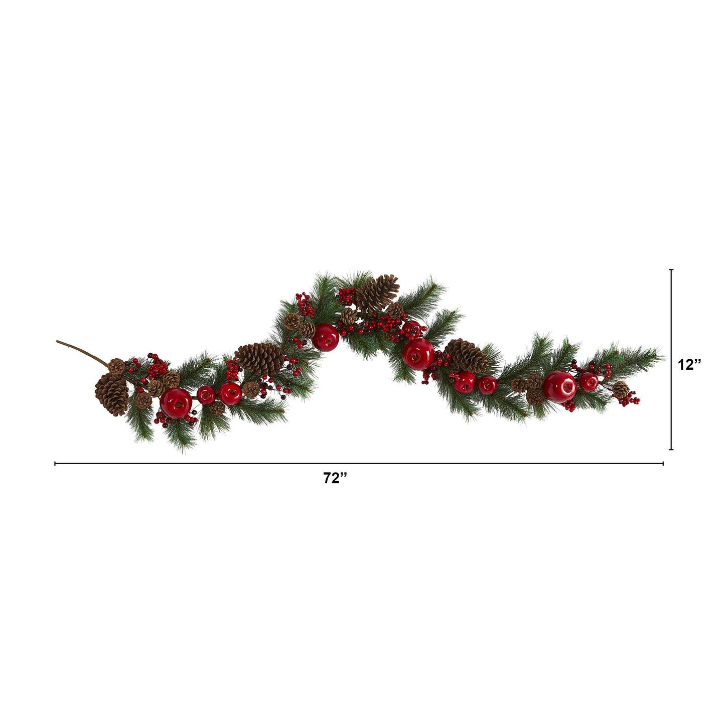 6 ft Apple, Berries and Pinecone Garland by Nearly Natural with apples and pinecones on Tampa Home & Garden Store