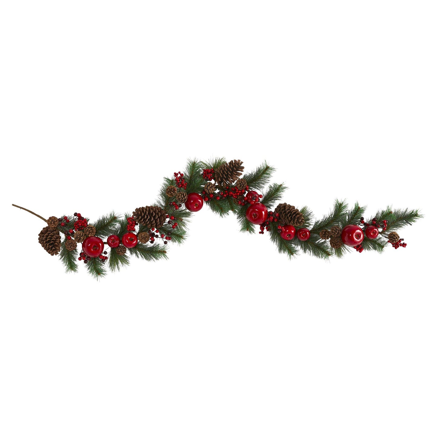 Apple, Berries and Pinecone Garland with pinecones and red berries Nearly Natural on Tampa Home & Garden Store