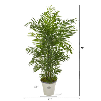 6 ft Areca Palm artificial tree by Nearly Natural in planter with lush green fronds on Tampa Home & Garden Store