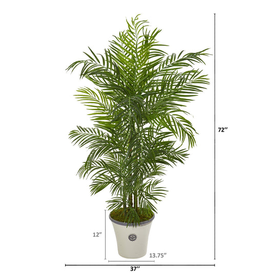 6 ft Areca Palm artificial tree by Nearly Natural in planter with lush green fronds on Tampa Home & Garden Store
