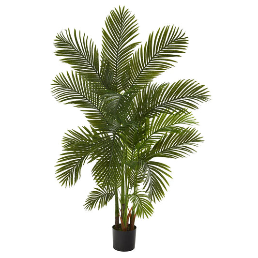 Areca Palm Artificial Tree 6 Foot Tall Nearly Natural green fronds in black pot on Tampa Home & Garden Store