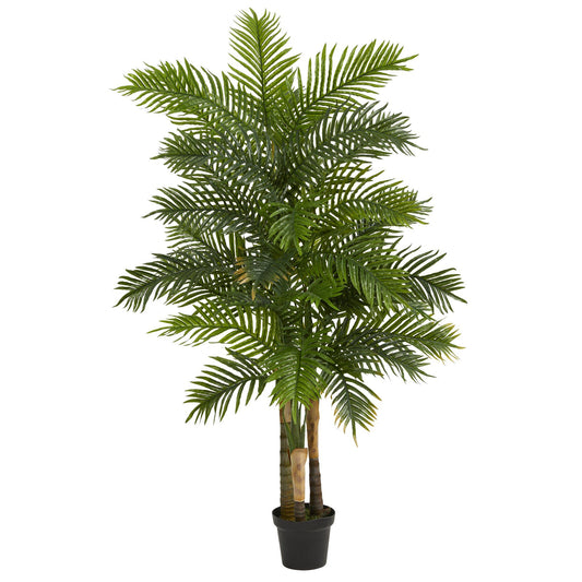 6' Areca Palm Artificial Tree by Nearly Natural with multiple trunks in a black planter on Tampa Home & Garden Store