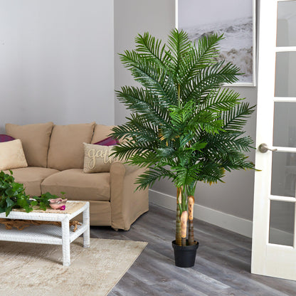 6' Areca Palm artificial tree by Nearly Natural with lush green fronds in a black pot on Tampa Home & Garden Store