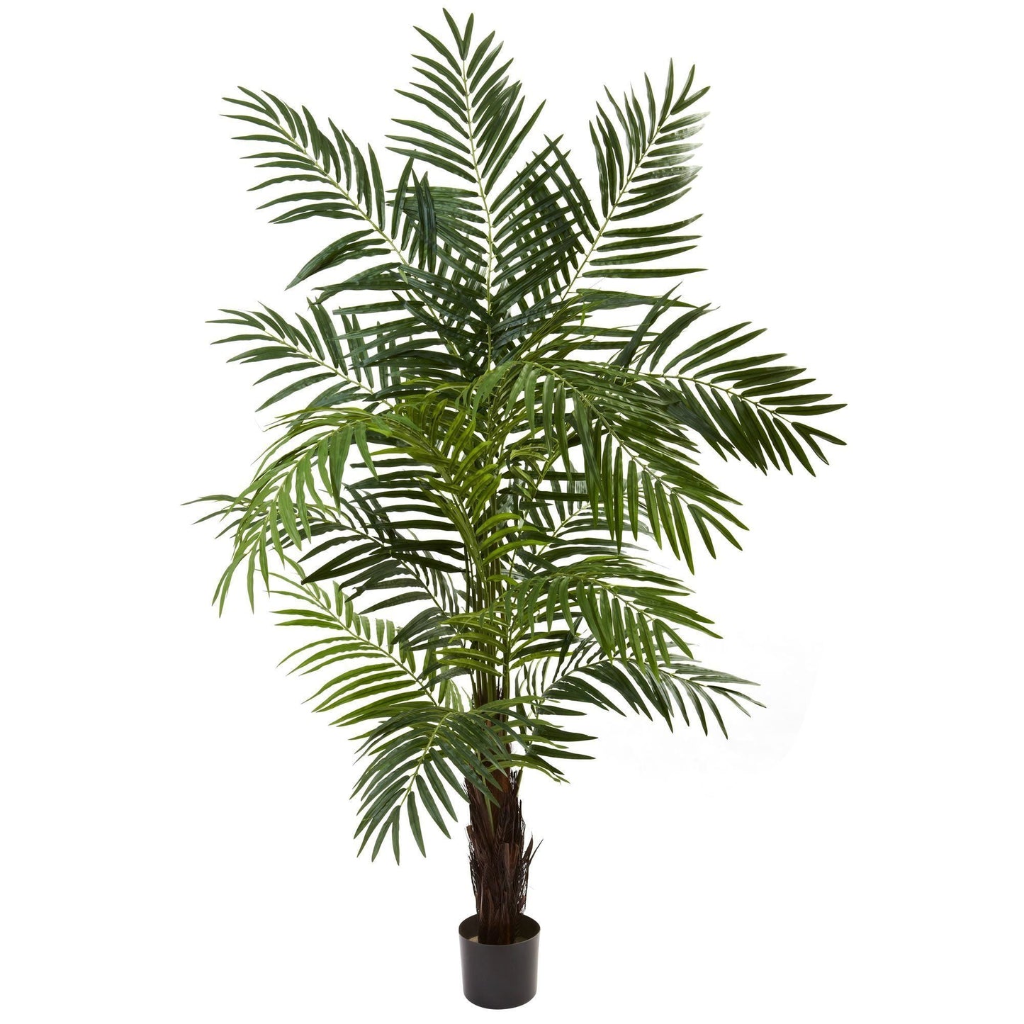 6’ Areca Palm Tree by Nearly Natural, artificial palm with dark trunk in black planter on Tampa Home & Garden Store