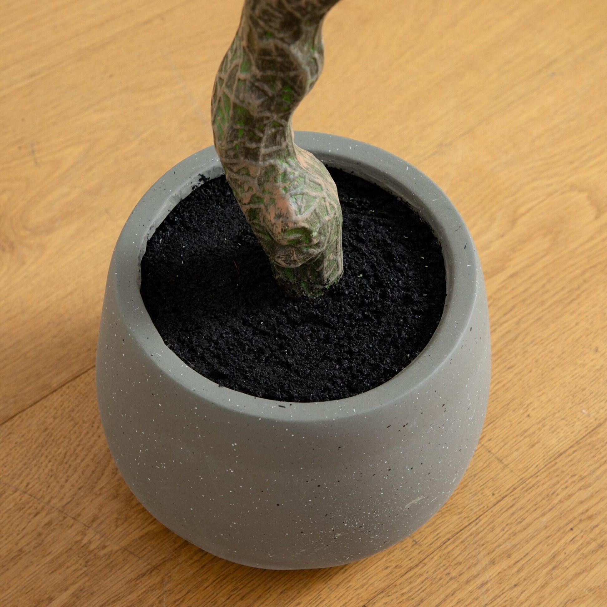 6 ft Nearly Natural artificial autumn dogwood tree in a round gray deco planter with dark soil on Tampa Home & Garden Store