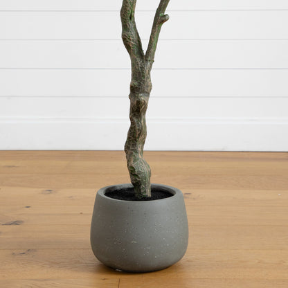 6 ft artificial autumn dogwood tree in deco planter by Nearly Natural with a textured gray pot on Tampa Home & Garden Store