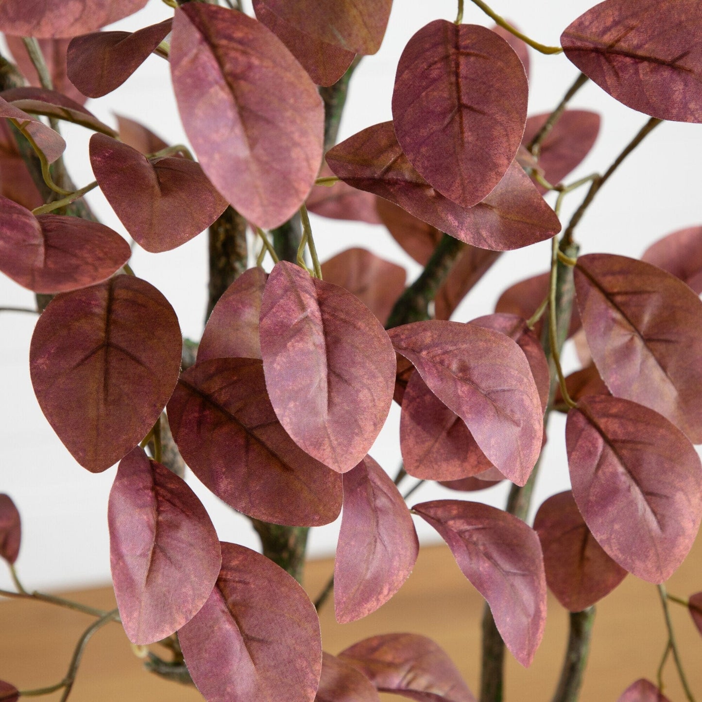 6 ft Nearly Natural artificial dogwood tree with burgundy autumn leaves in deco planter on Tampa Home & Garden Store