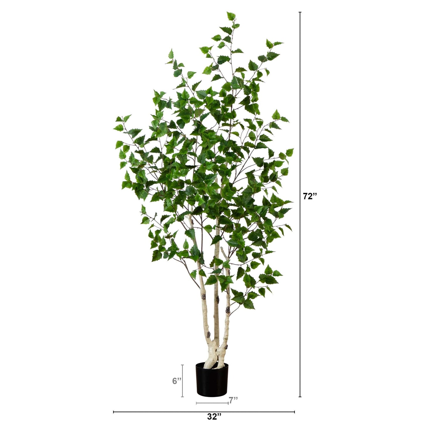 Bouleau artificiel de 1,8 m avec feuilles au toucher naturel
