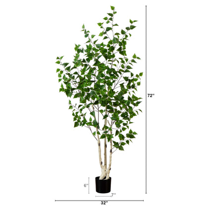 Bouleau artificiel de 1,8 m avec feuilles au toucher naturel
