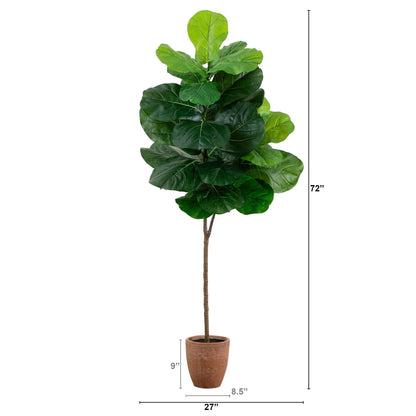 Ficus Lyrata artificial gigante de 1,80 m con hojas de tacto real en maceta decorativa
