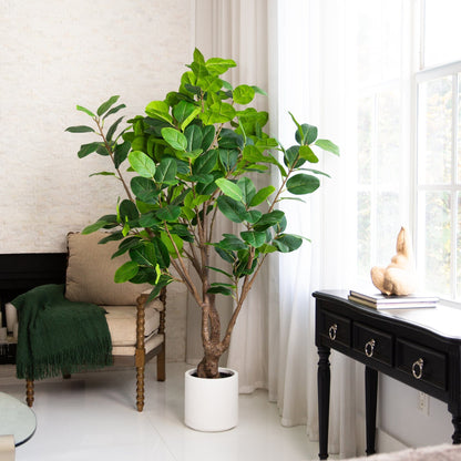 Artificial Audrey Ficus And A White Planter