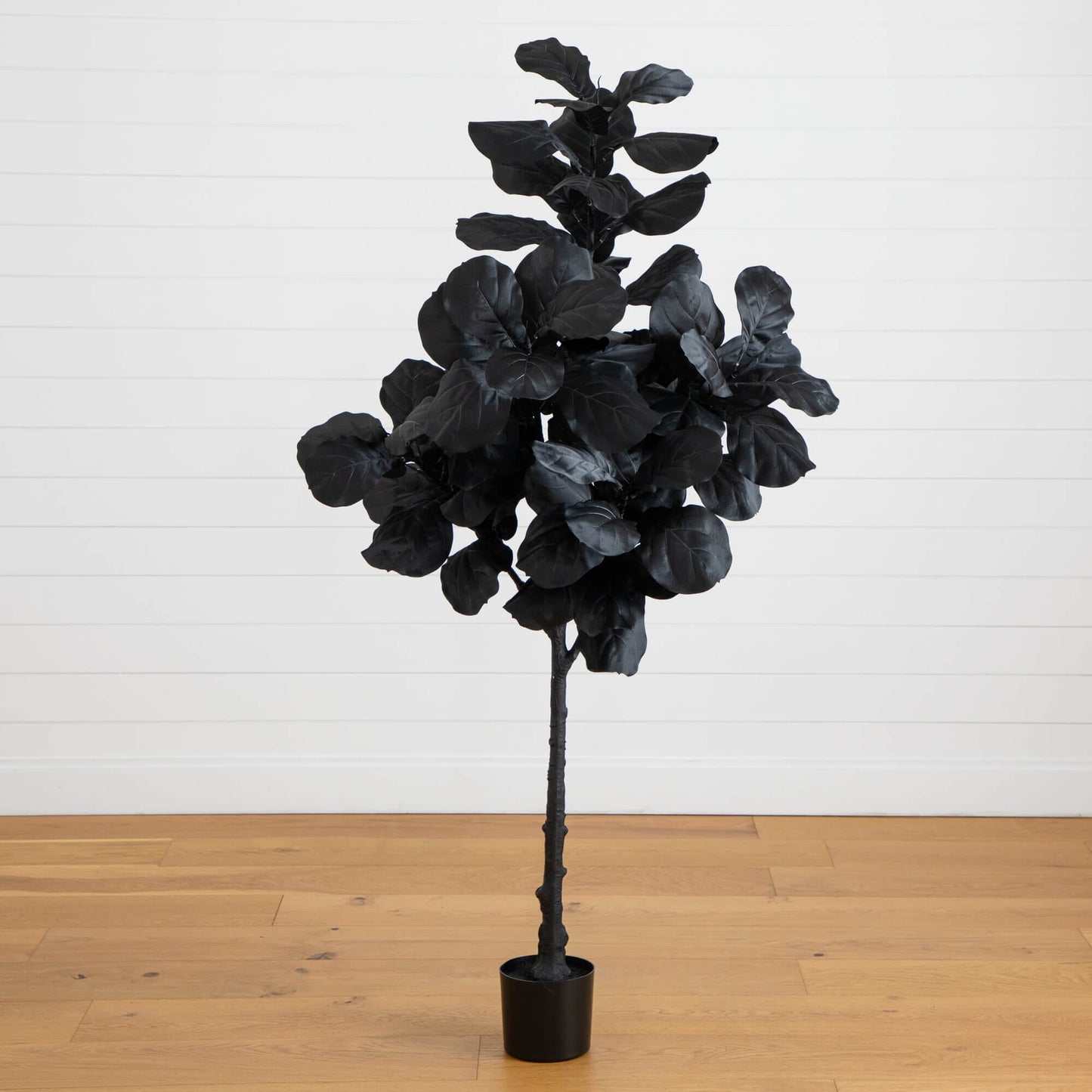 6' Nearly Natural artificial Halloween black fiddle leaf tree in black pot on Tampa Home & Garden Store