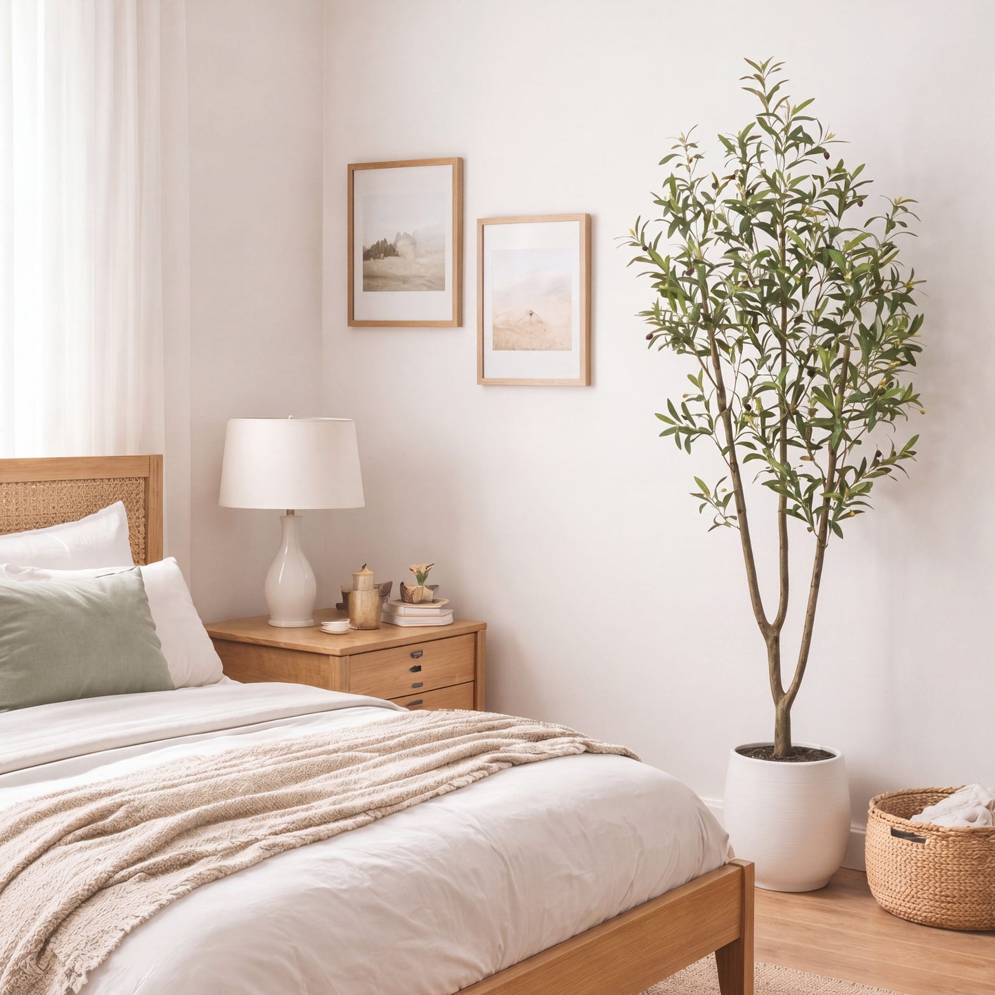 6’ Artificial Olive Tree in White Planter, Nearly Natural indoor accent on Tampa Home & Garden Store
