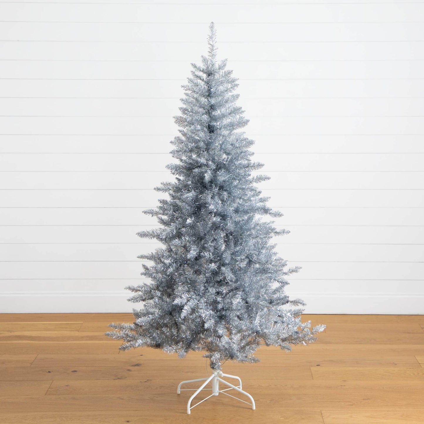 Nearly Natural 6' artificial silver Christmas tree with 300 cool white LED lights on Tampa Home & Garden Store