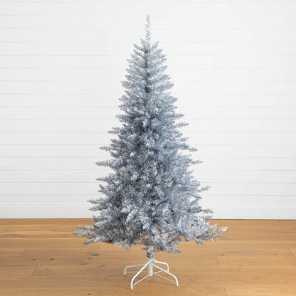 Nearly Natural 6' artificial silver Christmas tree with 300 cool white LED lights on Tampa Home & Garden Store