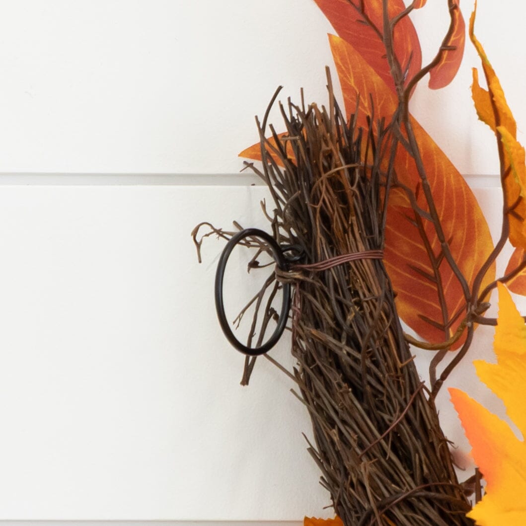 6 ft artificial autumn maple leaves garland with brown twig base and orange leaves by Nearly Natural on Tampa Home & Garden Store