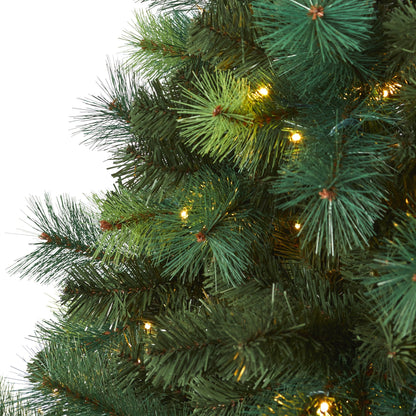 6' Nearly Natural Scotch Pine artificial Christmas tree with green needles and warm LED lights on Tampa Home & Garden Store