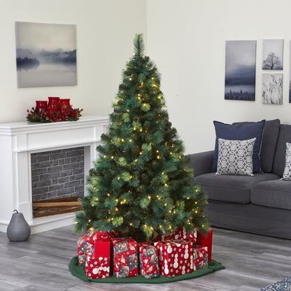 Artificial Christmas tree, 6 ft green Scotch Pine with 250 LED lights, Nearly Natural on Tampa Home & Garden Store