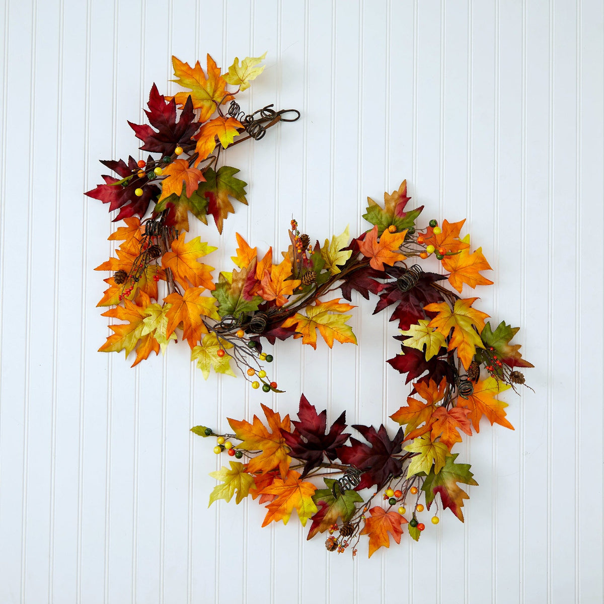 Garland Nearly Natural 6 ft Autumn Maple Leaf and Berry with colorful fall leaves on Tampa Home & Garden Store