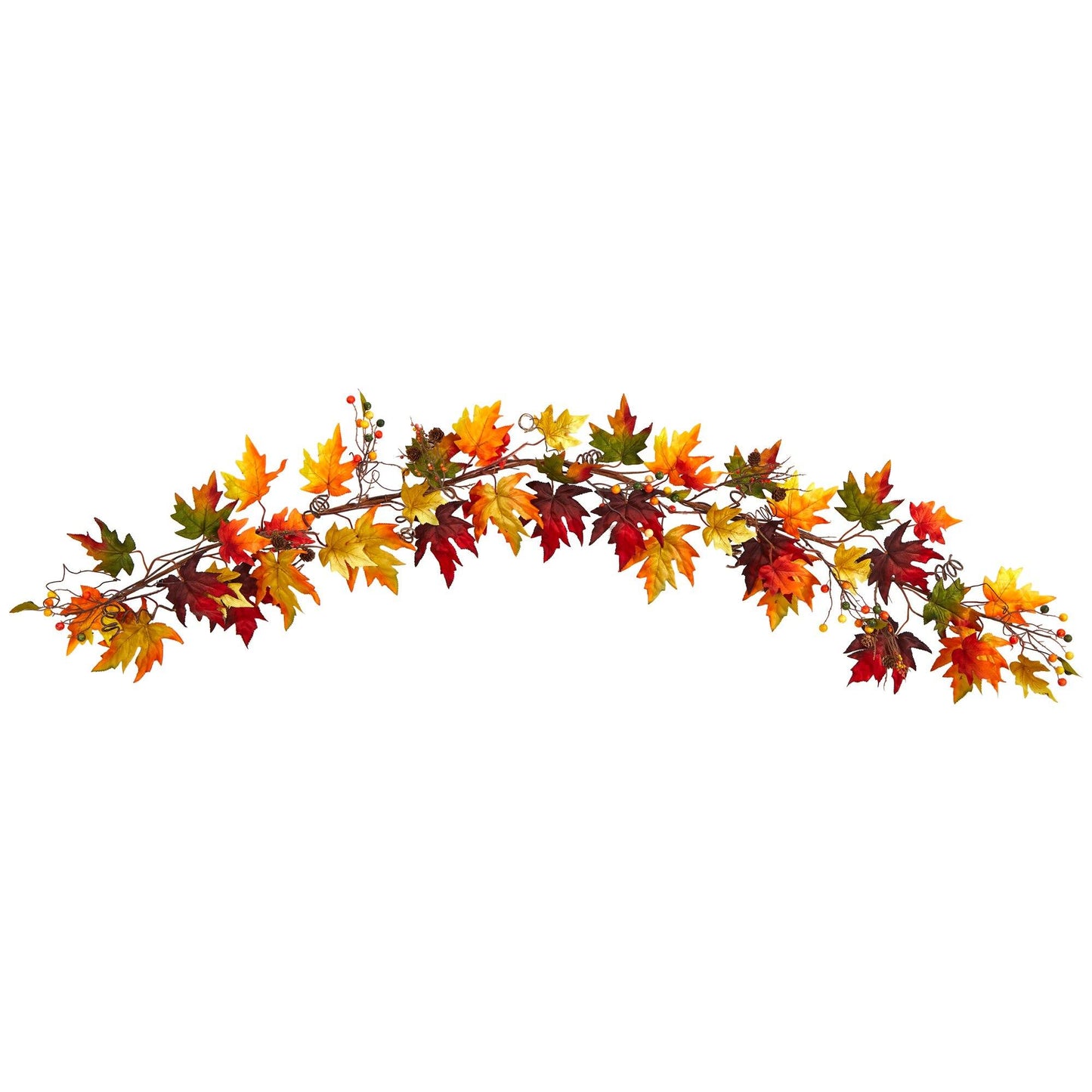 6 ft Autumn Maple Leaf and Berry Garland by Nearly Natural, fall colors on Tampa Home & Garden Store