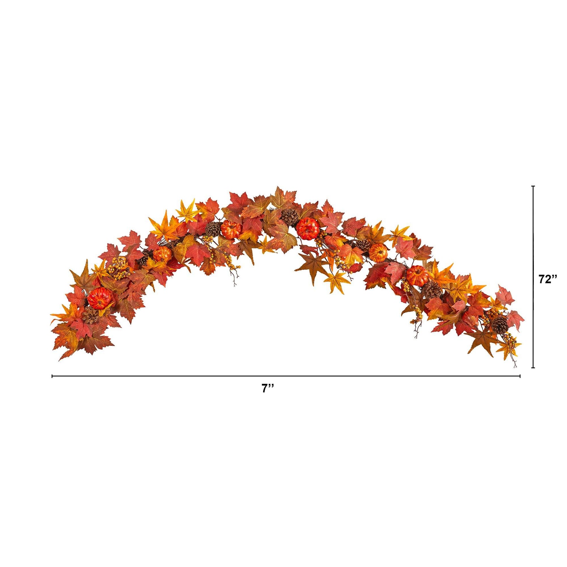 6 ft Nearly Natural Autumn Maple Leaf Garland with pumpkins, gourds and berries on Tampa Home & Garden Store
