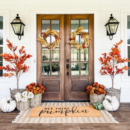 6’ Autumn Oak artificial fall tree pair with orange leaves by Nearly Natural on Tampa Home & Garden Store