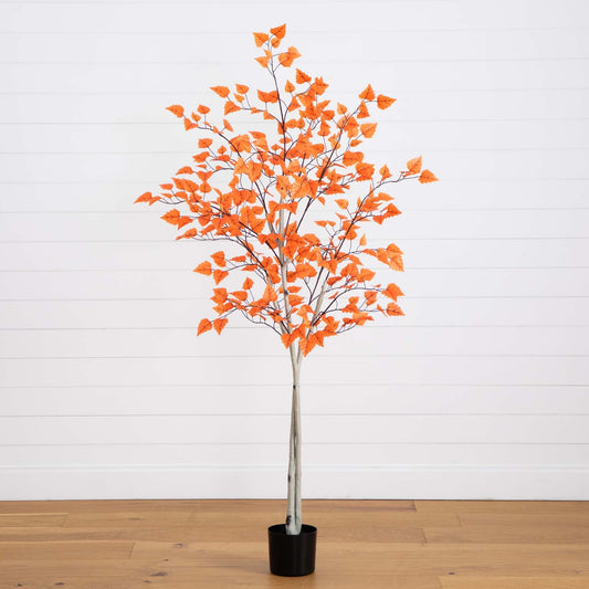 6’ Autumn Paper Birch Artificial Fall Tree - Tampa Home & Garden Store