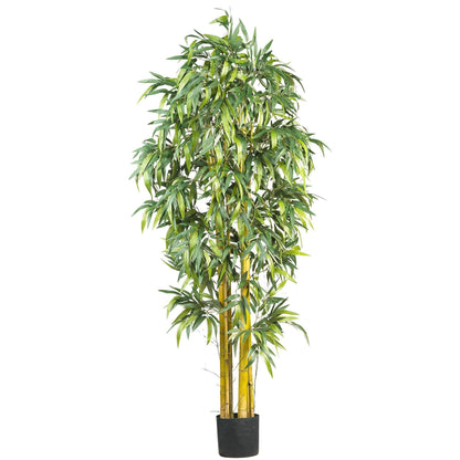 6' Biggy Style Bamboo Silk Tree Nearly Natural bamboo plant with green leaves in black pot on Tampa Home & Garden Store