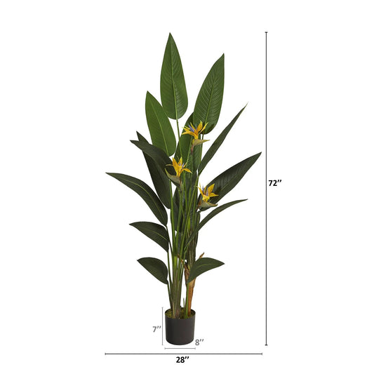 Six-Foot Bird of Paradise artificial plant by Nearly Natural in black pot on Tampa Home & Garden Store