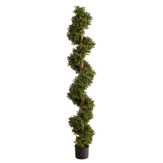 6’ Boxwood Topiary Spiral Artificial Tree (Indoor/Outdoor) - Tampa Home & Garden Store