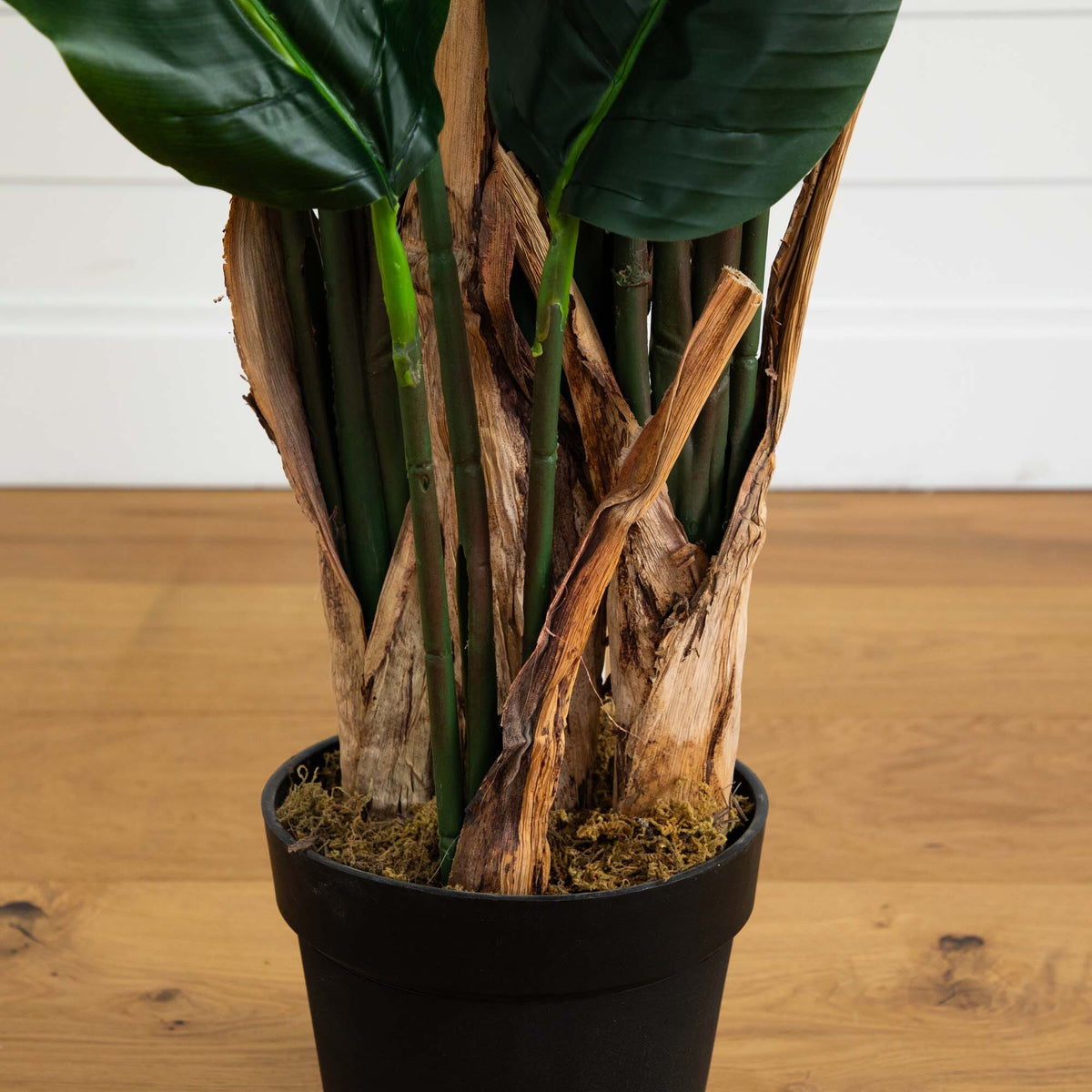6 ft Canna artificial tree Nearly Natural with dark green leaves in black pot on Tampa Home & Garden Store