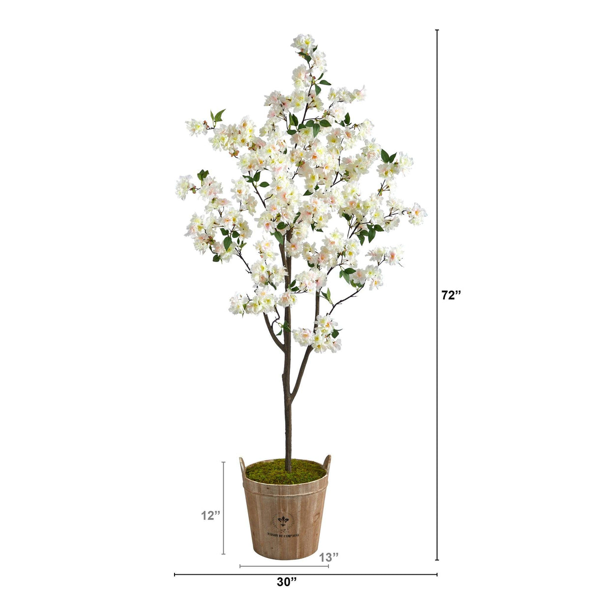 6 ft cherry blossom artificial tree by Nearly Natural in a farmhouse planter with moss on Tampa Home & Garden Store