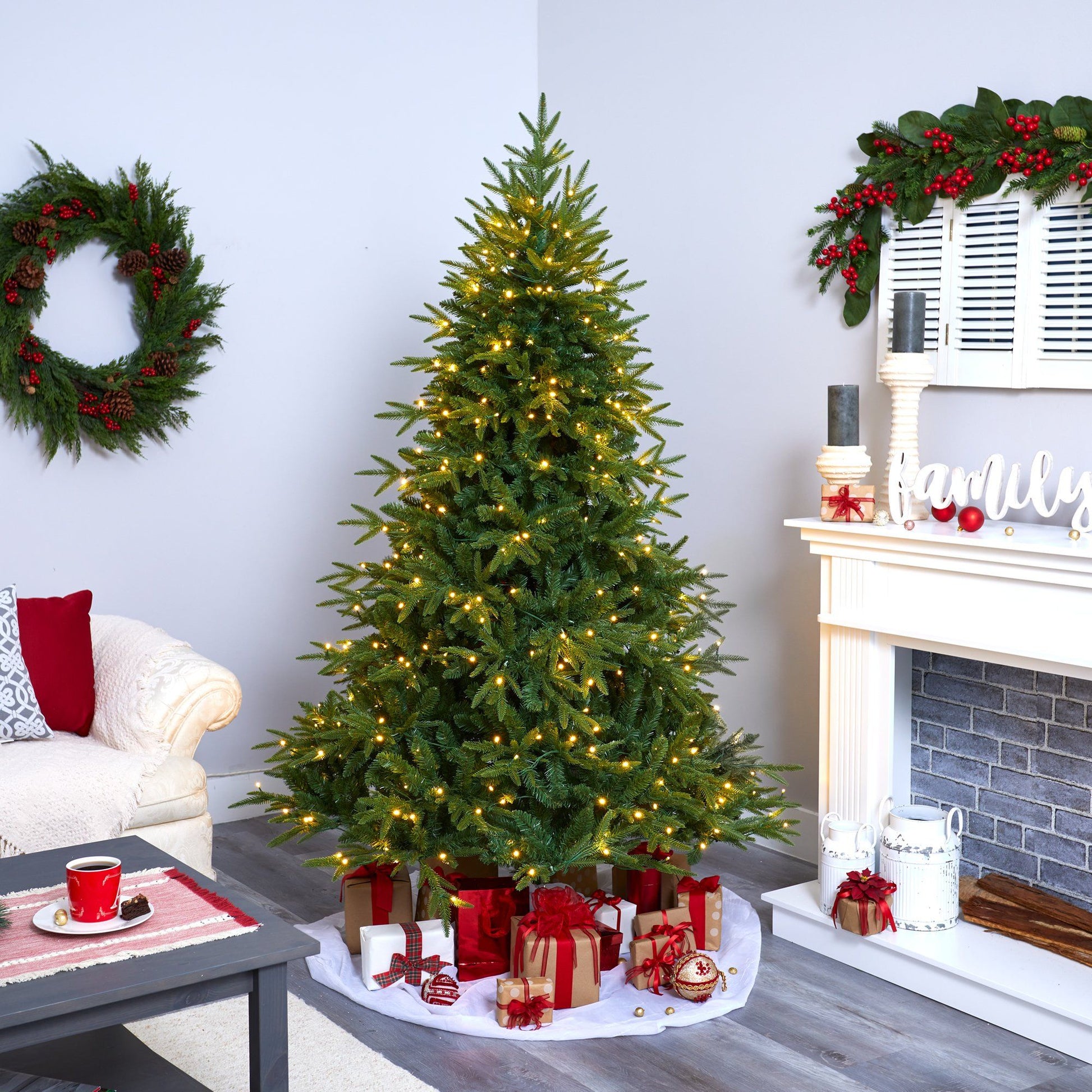 6ft Colorado Mountain Fir Christmas tree with 350 LED lights and 1704 bendable branches on Tampa Home & Garden Store