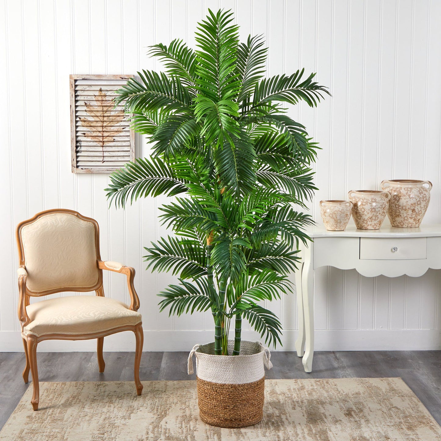 6’ Curvy Parlor Artificial Palm Tree in natural jute and cotton planter Nearly Natural on Tampa Home & Garden Store