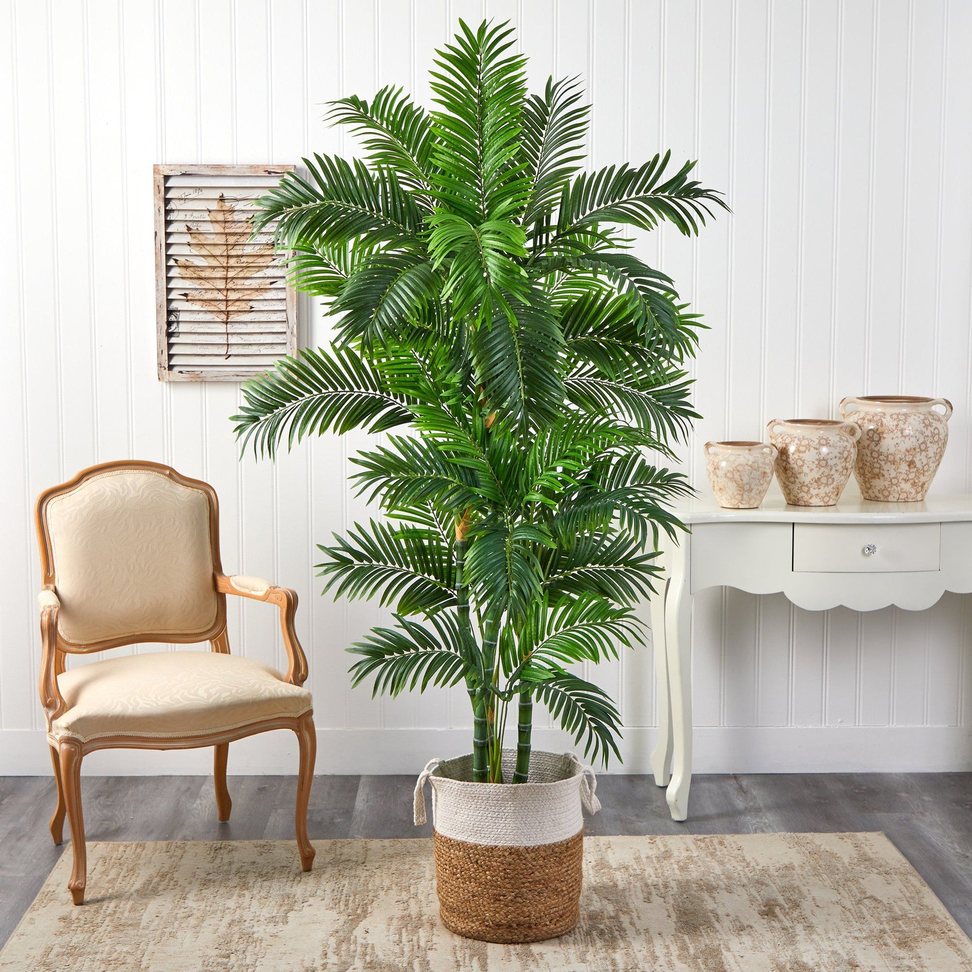 6’ Curvy Parlor Artificial Palm Tree in natural jute and cotton planter Nearly Natural on Tampa Home & Garden Store