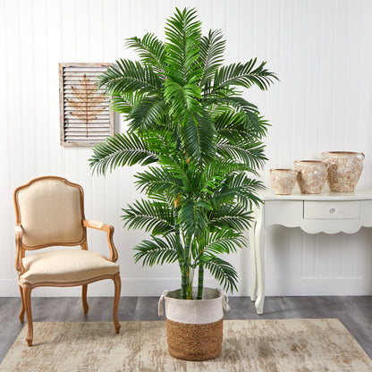 6’ Curvy Parlor Artificial Palm Tree in natural jute and cotton planter Nearly Natural on Tampa Home & Garden Store