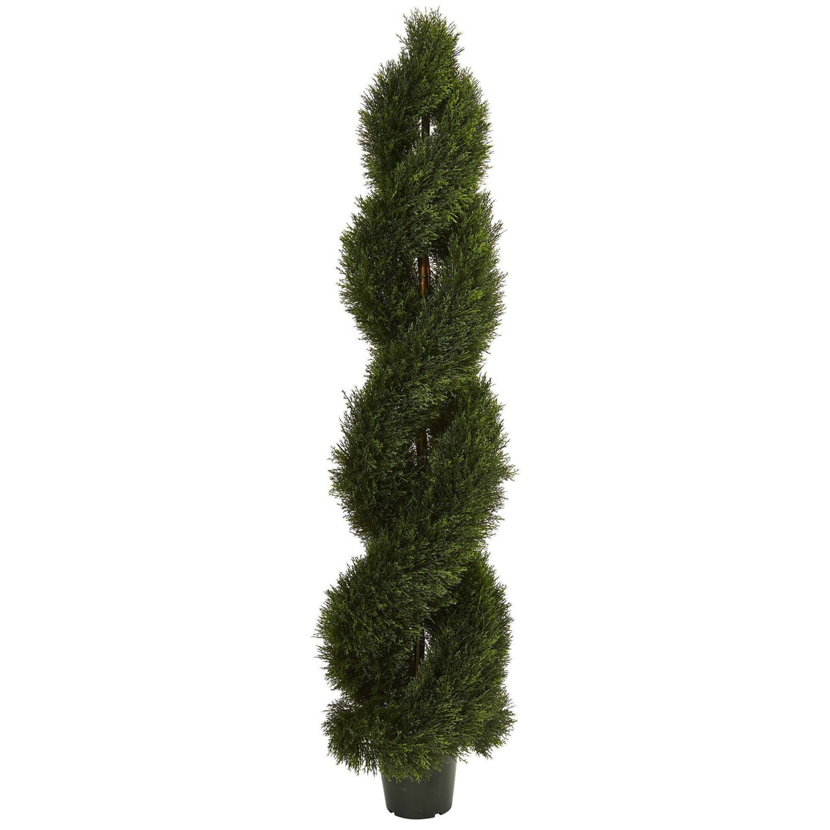 6' Pond Cypress Spiral Topiary UV Resistant Nearly Natural in a dark pot on Tampa Home & Garden Store